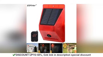 Solar Strobe Light Alarm Light With Remote Control Motion Detector 129dB Sound Security Siren Lamp I