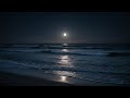 Fall Asleep Fast 🌕 Full Moon Beach Ambience | Dark Ocean Night Waves
