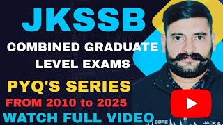 JKSSB combined graduate level exam PYQ's|jkssb jkpsc|FAA JUNIOR ASSISTANT|Constable|Wildlife guard|