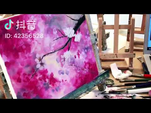櫻花 油畫 富士山と桜 油彩画 冬天到了 春天还会远吗 富士山と