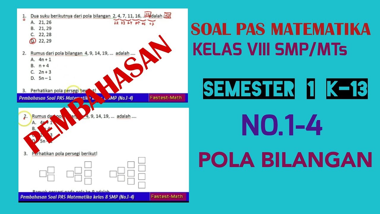 Pembahasan Prediksi Soal Uas Pas Matematika Kelas 8 Smp Mts K13