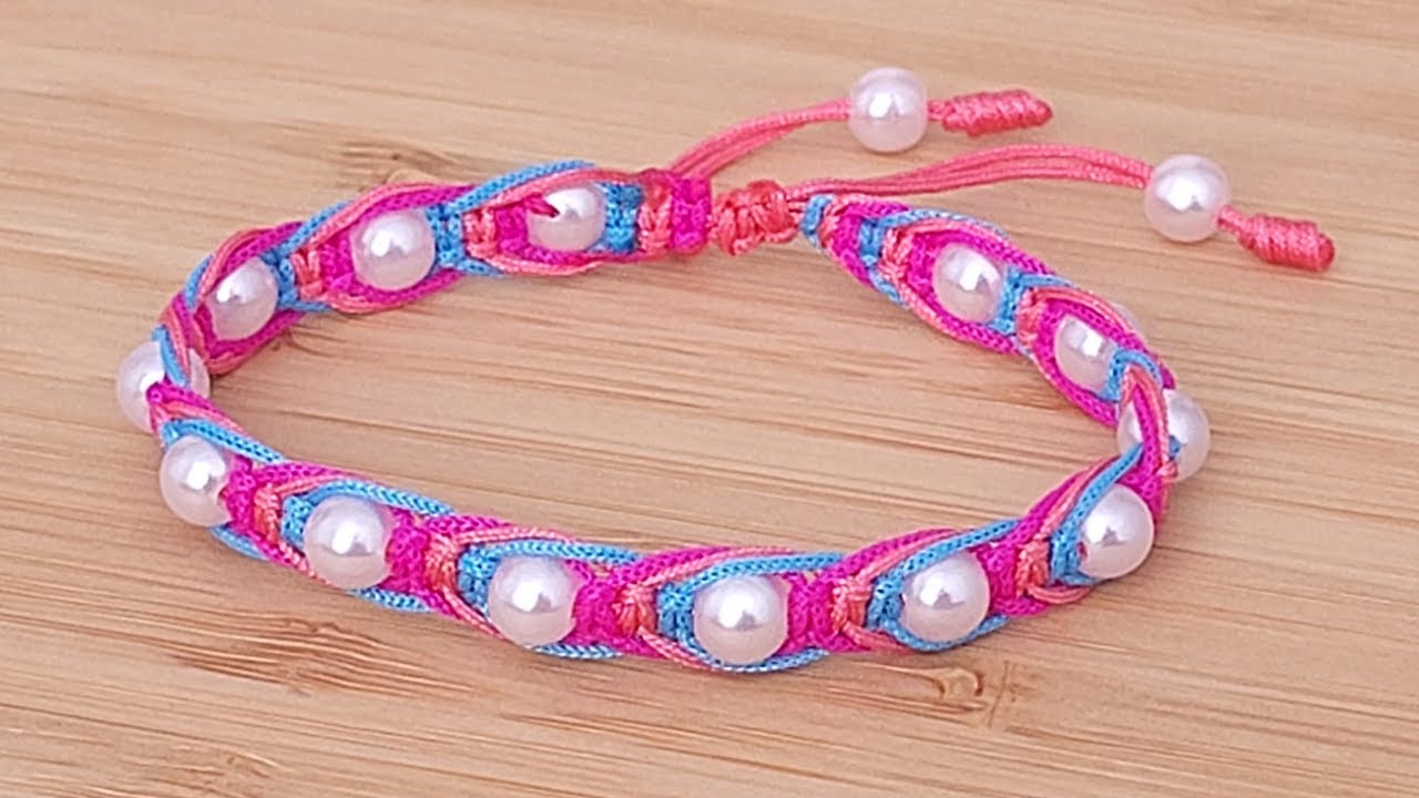 PULSERA FACIL Y RAPIDA DE HACER // PULSERA MACRAME DE HILO//NUDO PLANO✔️