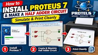 How to Install Proteus 7 & Make a Half Adder Circuit | Simulate & Print Cleanly