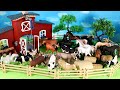 Farm Country Barn Set   Cattle and Horses and Chicken Animal Figurines