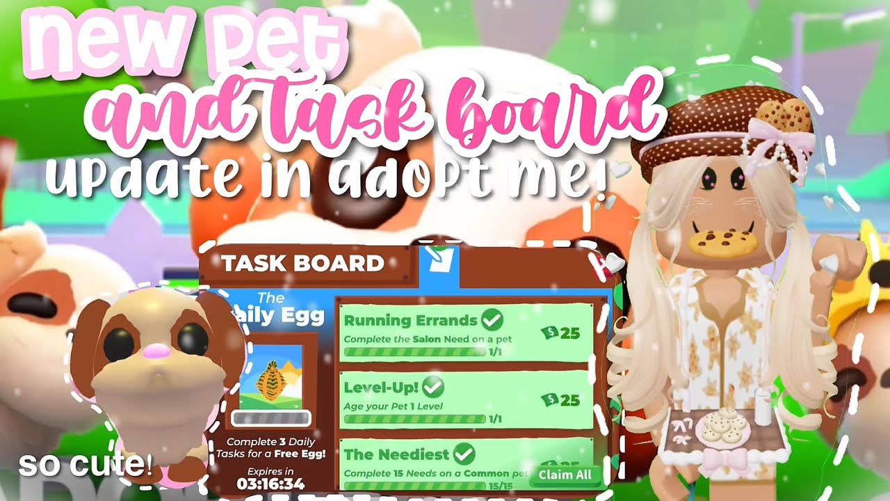 NEW PET and TASK BOARD in Adopt Me! 🐶 / #adoptme - YouTube