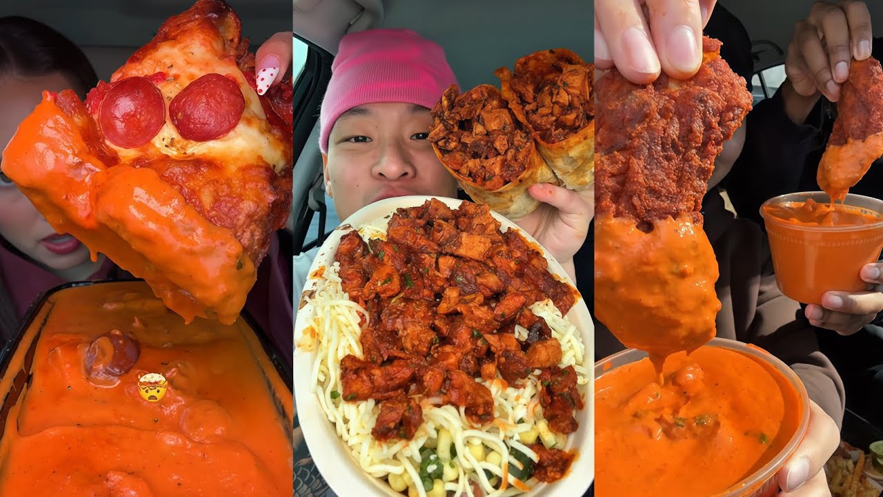 Подборка мукбангов из TikTok | Dave’s Hot Chicken, Chipotle, Little Caesars, In-N-Out и многое др...