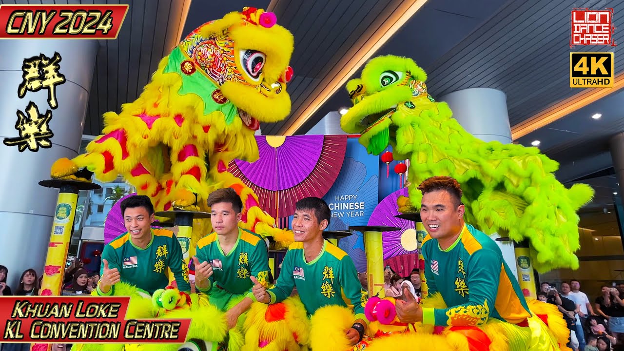 CNY 2024 - Acrobatic Lion Dance by Khuan Loke 群乐 @ KL Convention Centre 龙年春节 贺岁舞狮 青黄双狮 鼓乐伴奏