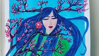 Forest Girl In Gouache| Gouache Art| Character Illustration