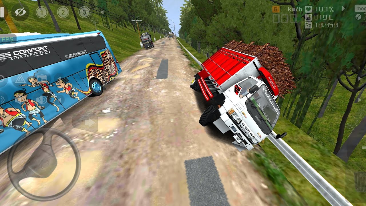 GAME TRUCK NKR HEREX BAWA TEBU OVERLOAD,RUNGKAD DI JALAN TANAH RUSAK|BUS SIMULATOR INDONESIA