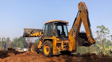 Mud Leveling And Loading In Village JCB Backhoe 3DX Machine