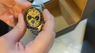 Unboxing a Seiko Prospex Speedtimer Solar Chronograph SSC817P1 Yellow Dial