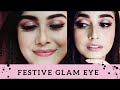 FESTIVE GLAM EYE LOOK 2018 | MAKEUP TUTORIAL | CRANBERRY EYES + PINK NUDE LIPS | THATPIXIEGURL