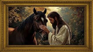 Jesus with Horse in Autumn Forest – 2-Hour 4K Frame TV Art for Calm Spiritual Decor and Serenity