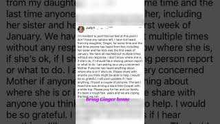 #missingperson Ginger Dunn! If you have any info please contact I'll post updates  #truthandjustice