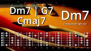 Major II-V-I Jazz Progression in C-Major with Chords & Scales; 136 bpm Backing Track, Play along