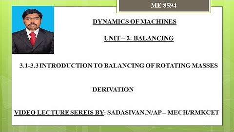 3.1-3.3 Introduction to Balancing of Rotating Masses