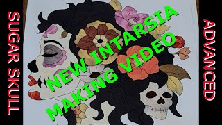 TS WOOD AND LEATHER SUGAR SKULL INTARSIA