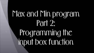 Max and Min Part 2: Input Object