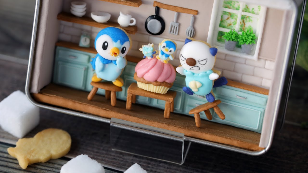 ミジュマル激怒！食いしん坊ポッチャマのジオラマ風アイシングクッキー缶つくってみた【ポケモンファンアート】