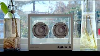 Sustainable transparent speaker by People People alerts user when parts need replacing