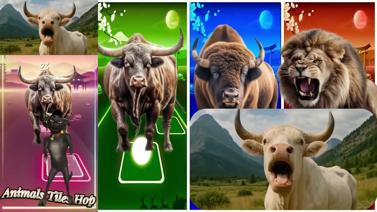 Funny Cow🐄🆚Funny Bull🐄🆚Funny Bull🐂🆚Funny Buffalo🐃🔴Tiles Hop EDM Rush