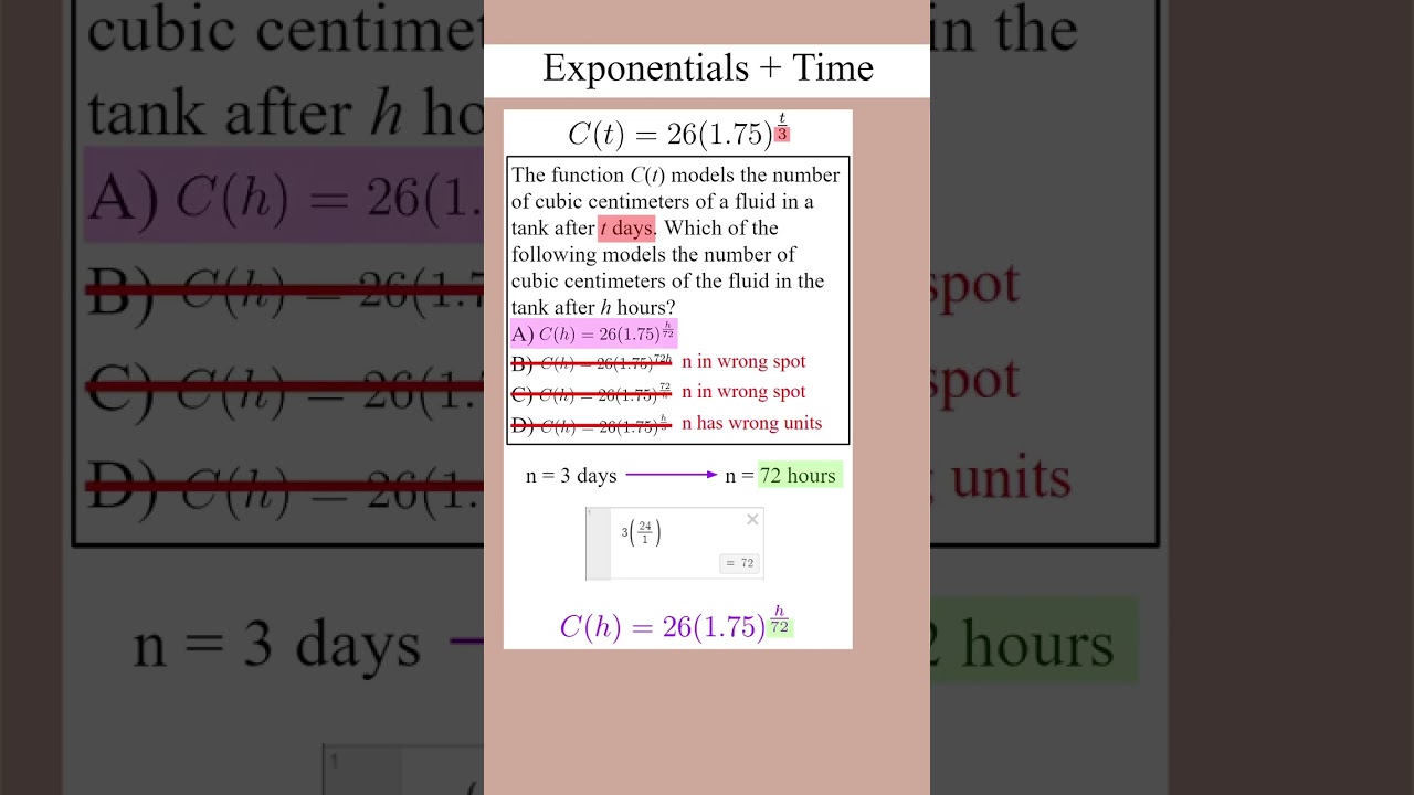 Exponentials + Time: Units | DSAT Math Flashcards