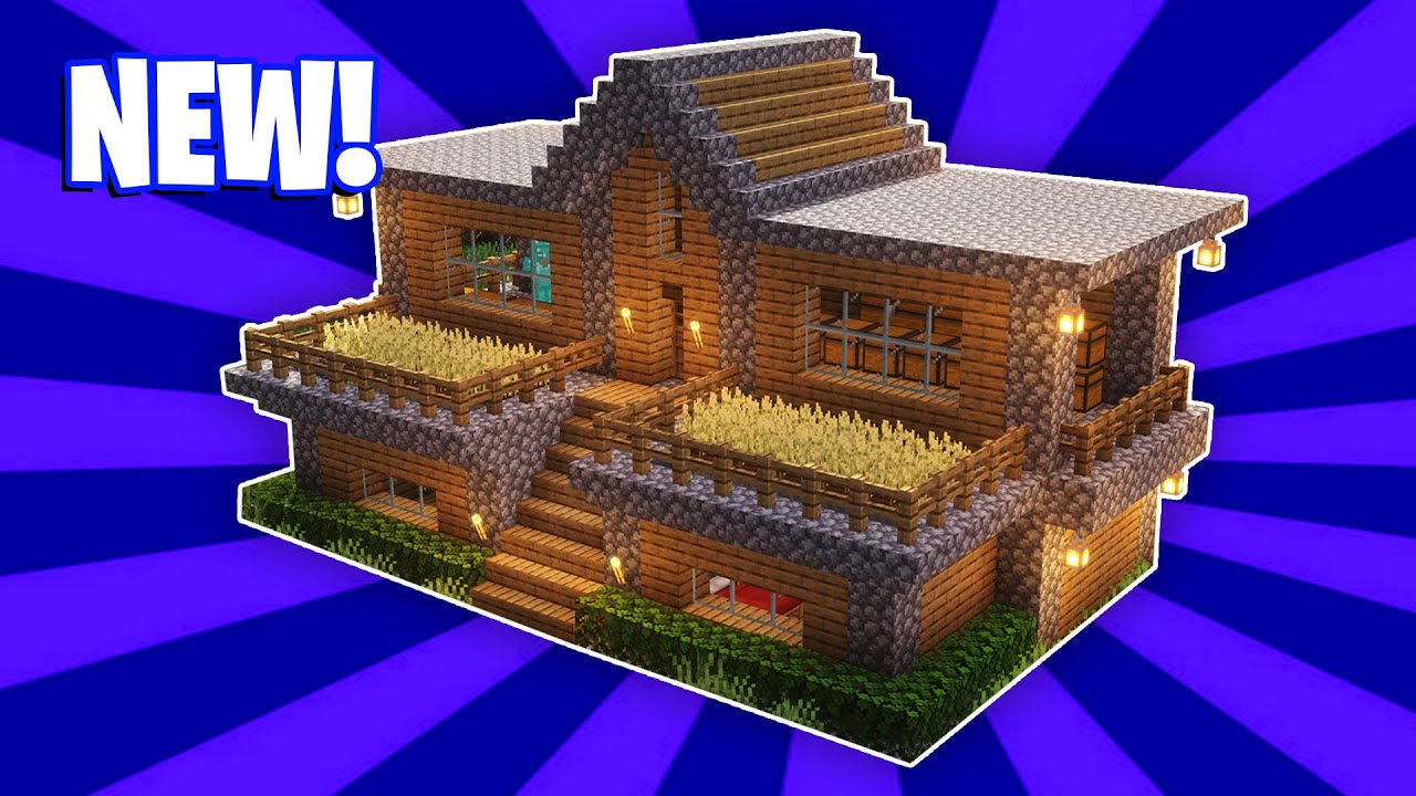Minecraft House Tutorial : (#17) Large Wooden Survival House (How to