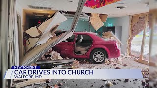 Vehicle in Waldorf plows into church building, causing serious damage
