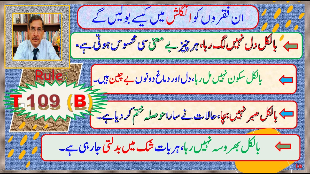 Urdu to English translation T.109(B)| Spoken English| Grammar| Prof. Altaf Hussain Shah