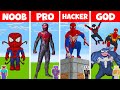 Minecraft SPIDERMAN STATUE BUILD CHALLENGE - NOOB vs PRO vs HACKER vs GOD / Animation