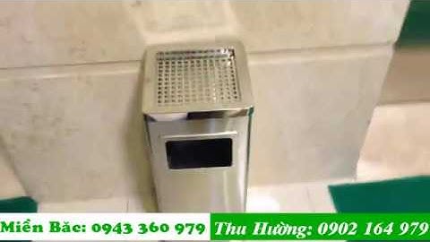 Địa chỉ bán Thùng rác inox vuông có gạt tàn giá rẻ - Thiết Bị Miền Nam