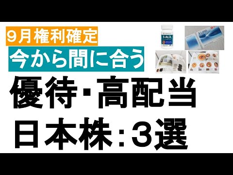 【優待・高配当　日本株】今から9月権利確定を狙う銘柄紹介