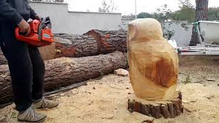 The Owl - Beginner Chainsaw Carving After a few youtube chainsaw carving videos, we decided to try it ourselves. So here you go, two days of chainsaw and angle grinder