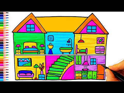 Ev Resmi Çizimi 🏠 Evin Bölümleri Çizimi - Minyatür Ev Çizimi - Çok Güzel Ev Çizimi - Drawing House