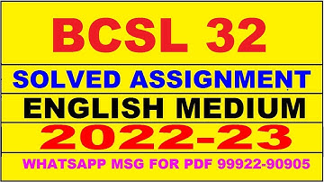 bcsl 32 solved assignment 2022-23 in english | bcsl 32 solved assignment 2022-23 | bcsl 32 2023