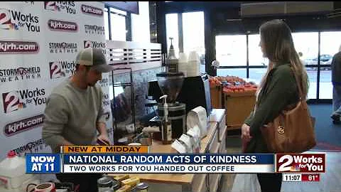 2 Works for You handed out coffee on National Random Acts of Kindness