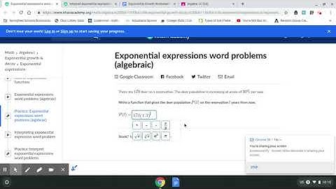 Khan Academy: Exponential Expressions Word Problems (Algebraic)