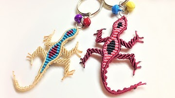 Macrame keychain tutorial - The simple lizard pattern - Hướng dẫn làm móc khóa con thằn lằn
