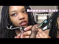 REMOVING LINT FROM MY THICK LOCS💕|how to: MINI TUTORIAL de-linting locs💗