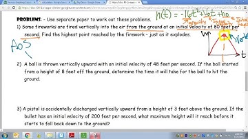 Common Core Math: Projectile Motion Quadratic Modeling