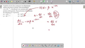 A particle of unit mass undergoes one-dimensional motion such that its velocity varies according to