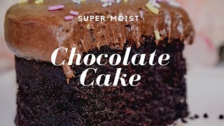 Easy 2-step moist chocolate cake recipe.