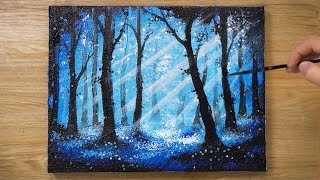 Blue Forest at Dawn / OHP Film Painting Technique #457