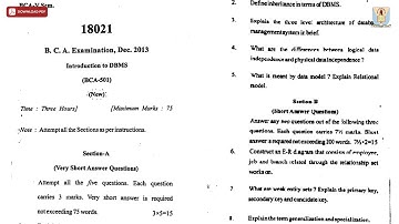 BCA 5TH SEM INTRODUCTION TO DBMS DEC 2013 | CCSU