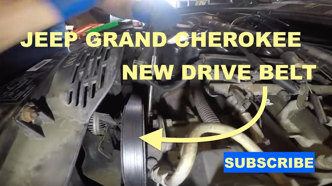 How to replace drive belt on 1997 Jeep Grand Cherokee - YouTube