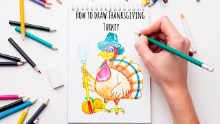 How to draw Thanksgiving Turkey || step by step drawing tutorial