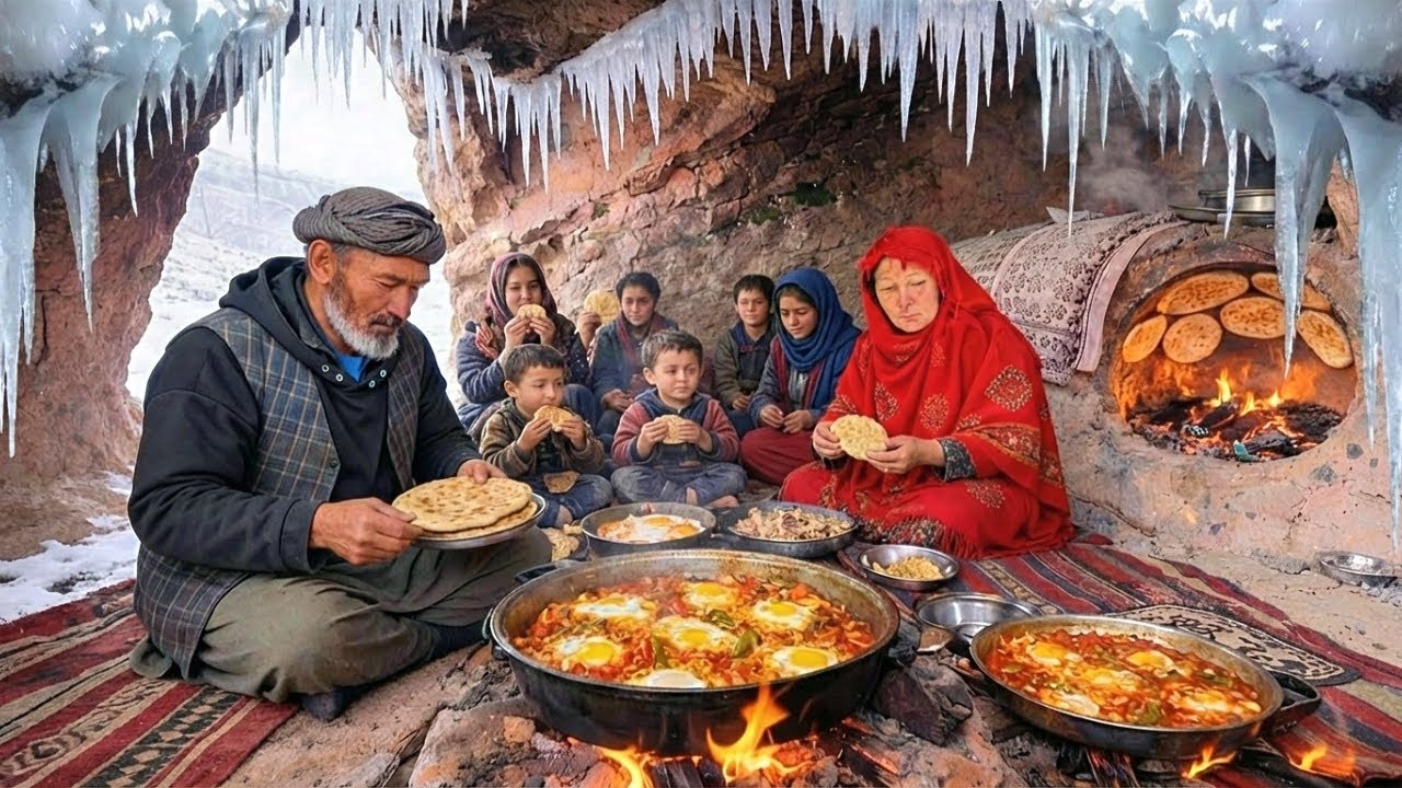 Surviving Winter in Afghanistan's Ancient Cave | Daily Cooking & Life in Stone Shelter