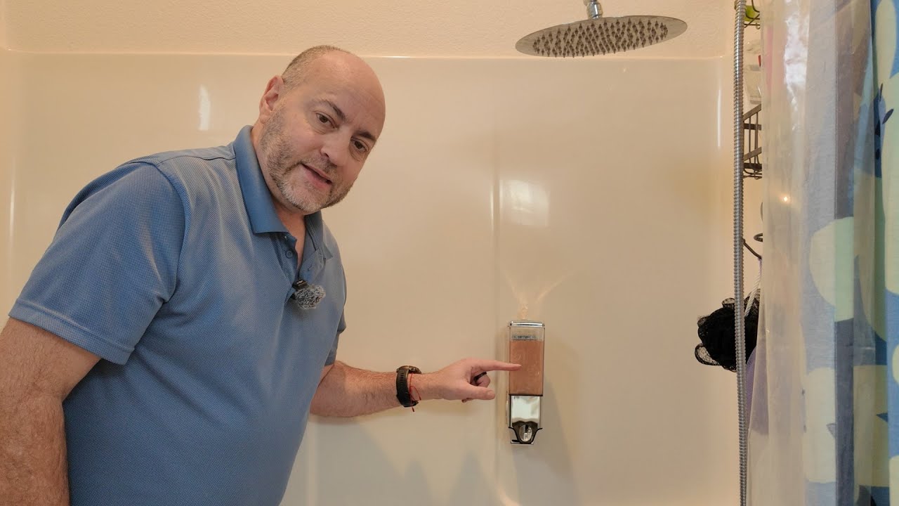 how to put a liquid soap dispenser in your shower - YouTube