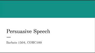 Persuasive Speech COMC100 (Section 1504)
