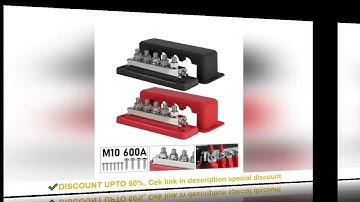 600A 12-48V Bus Bar Terminal Power Distribution Block M10 Studs DC Positive Negative Terminal Block